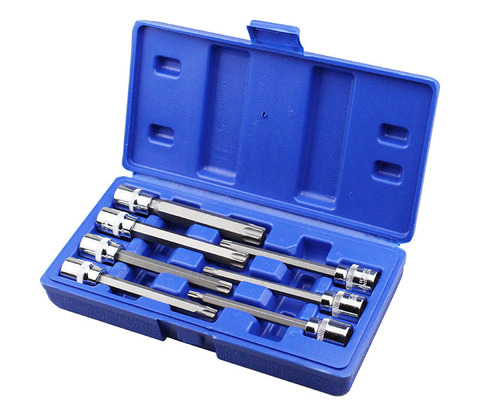 Ensemble d'outils à douille, moteur Extra Long à douilles Torx, ensemble d'outils à main, 3/8 pouces, 7 pièces/ensemble d'outils à main Torx Star bits T25 T30 T40 T45 T50 T55 T60 ► Photo 1/5