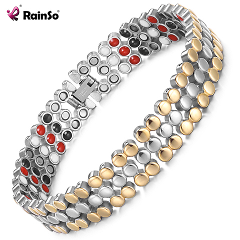 RainSo-Bracelet magnétique en acier inoxydable Bracelets pour Femme, thérapie en Bio énergie, Bracelet d'amour, bijoux pour la santé, cadeaux d'amitié ► Photo 1/6