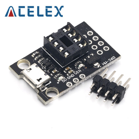 ATtiny13A / ATtiny25 / ATtiny45 / ATtiny85 carte nue de programmation de développement portable enfichable ► Photo 1/6