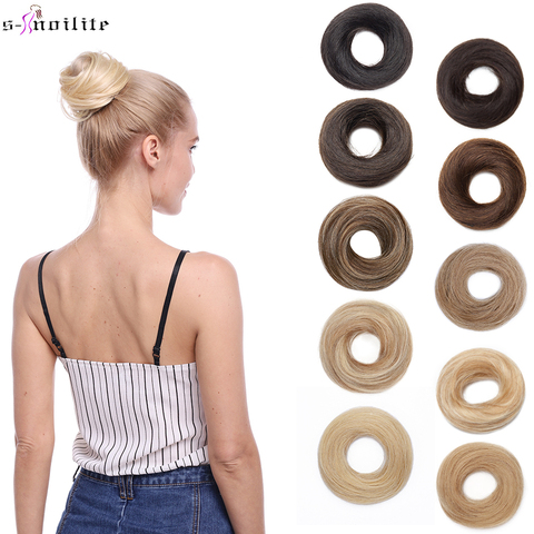 S-noilite Chignon postiche élastique élastique élastique cheveux humains Chignon Chignon Chignon queue de cheval cheveux pièces beignet Chignon cheveux Chignon Extension ► Photo 1/6