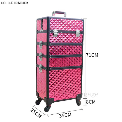 Valise à roulettes multicouches pour maquillage professionnel, valise de luxe portable pour cosmétiques, nail art, tatouage et beauté, valise de voyage ► Photo 1/6