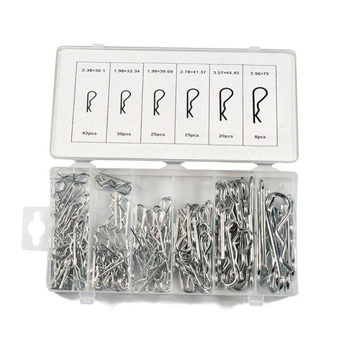 150 pièces/ensemble Anti-rouille épingle à cheveux attelage de retenue R Clip Lynch Cotter printemps assortiment Kit fendu goupilles fendues Kit ensemble broches de fixation ► Photo 1/6