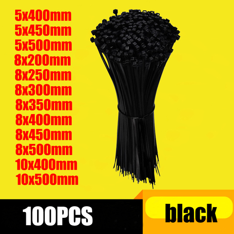 Cravates de câbles autobloquantes en plastique, 100 pièces, noir et blanc, bague de fixation ► Photo 1/6