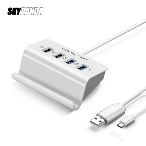 Adaptateur Combo Micro USB 2.0, OTG 4 ports, sans application, support ABS pour téléphone, multi-séparateur USB pour tablette et ordinateur portable tout-en-1 ► Photo 1/6