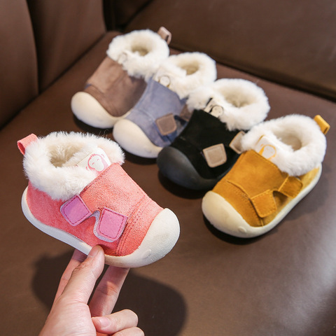 Infantile enfant en bas âge bottes hiver chaud en peluche bébé filles garçons bottes de neige en plein air confortable fond souple antidérapant enfant enfants chaussures ► Photo 1/6