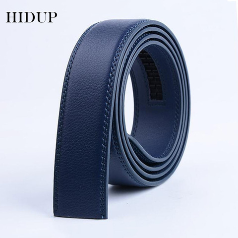 HIDUP-ceintures de sangle en cuir véritable | De bonne qualité modèle automatique pour hommes, ceintures de couleur bleue largeur 3.5cm sans boucles LUWJ17 ► Photo 1/6