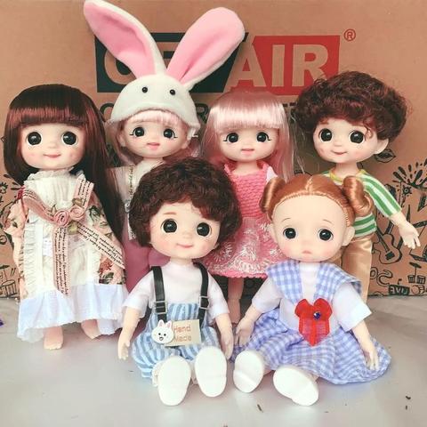 16cm fossette sourire BJD poupée 13 poupées articulées mobiles mignon visage rond BJD jouet petite fille robe maquillage jouet pour filles cadeau poupées ► Photo 1/6