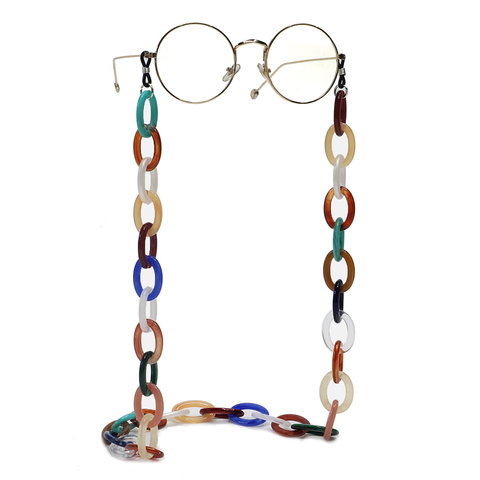Chaîne de lunettes de lecture en acrylique, multicolore, géométrique, pour femmes, à la mode, lanière de cou ► Photo 1/6
