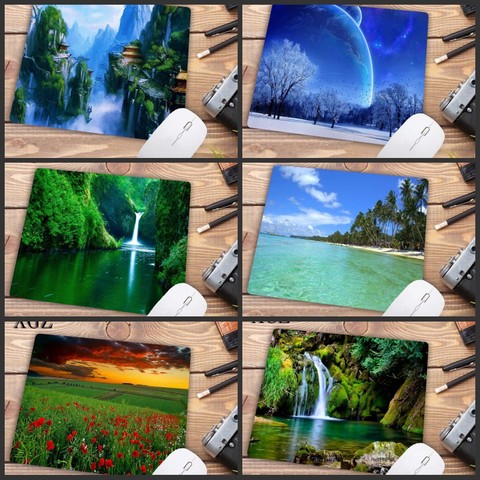 XGZ cascade arbre paysage Nature jeu tapis de souris caoutchouc PC ordinateur Gamer tapis de souris bureau tapis Table tapis taille 22X18CM Promotion ► Photo 1/6