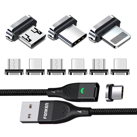 FONKEN – adaptateur de chargeur magnétique 4 broches, prise de câble Micro USB Type C pour téléphone portable iPhone ► Photo 1/4