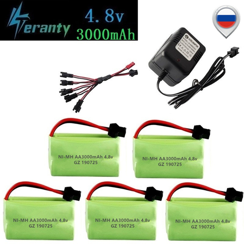 Batterie Ni-MH 4.8v 3000mah avec chargeur USB, pour jouets Rc, voitures, réservoirs, Robots, bateaux, armes, 4 * AA, 4.8v ► Photo 1/3