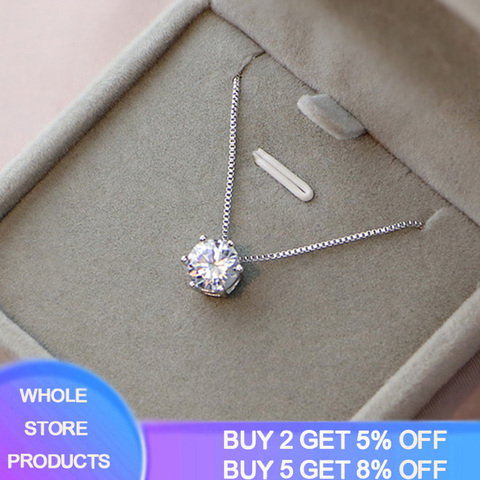 YANHUI 925 argent femmes mode nouveaux bijoux de haute qualité cristal Zircon rond rétro Simple pendentif collier Long 40/45/50CM ► Photo 1/6