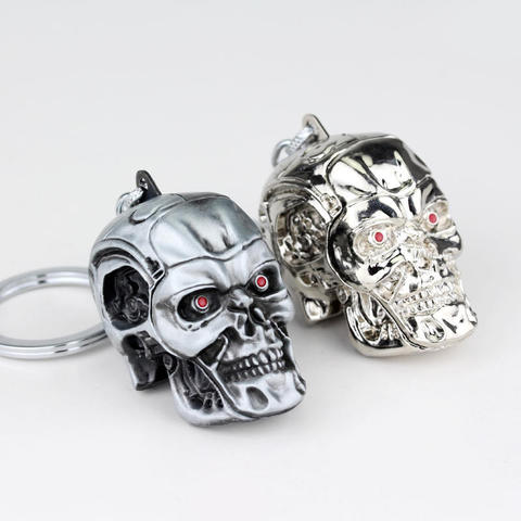 Terminator tête de crâne squelette porte-clés hommes et femmes mode porte-clés 3D tête de crâne film périphérie voiture clé accessoires cadeau chaud ► Photo 1/6