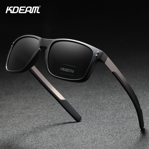 KDEAM rectangulaire lunettes de soleil polarisées hommes en plein air conduite lunettes de soleil homme TR90 Flexible cadre mélange acier inoxydable Temple ► Photo 1/5