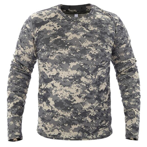 T-shirt à manches longues pour homme, Camouflage et tactique, à séchage rapide, style militaire, haut, respirant, style militaire ► Photo 1/6