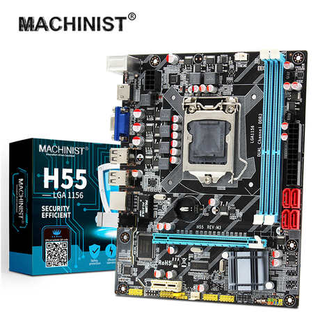 MACHINIST – carte mère H55, composant pc, compatible avec processeurs I3/I5/I7, socket LGA 1156, type de mémoire DDR3 16 go, PCI Express, usb ► Photo 1/6