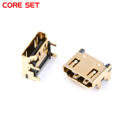 10 pièces/5 pièces prise femelle Compatible HDMI/connecteur de prise 19PIN 19 P Angle droit SMT SMD 90 degrés plaqué or HD 19 broches ► Photo 1/5