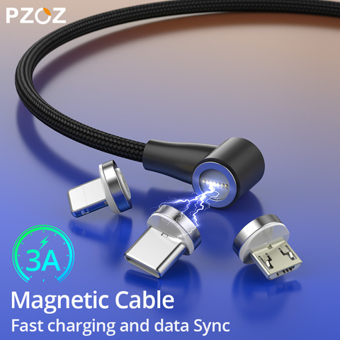 PZOZ 90 degrés câble magnétique usb c Micro usb Type C chargeur magnétique Microusb type-c à charge rapide pour xiaomi redmi note 9s usb-c ► Photo 1/6