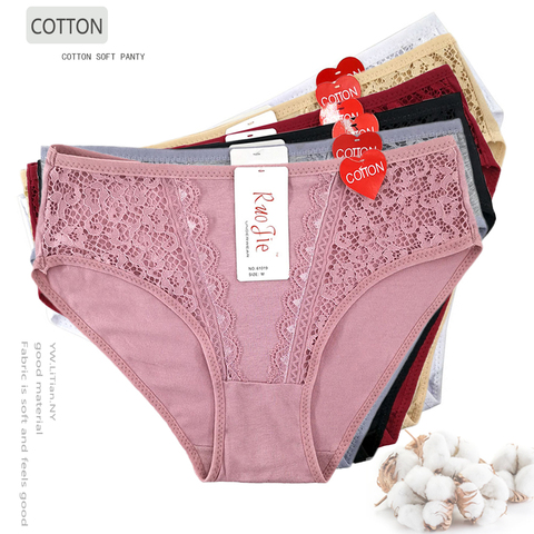 5 pièces de sous-vêtements en dentelle pour femmes, culottes fantaisie pour filles, slips en coton, sous-vêtements pour femmes, Lingerie 61019 ► Photo 1/6