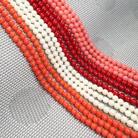 Perles de corail en pierre naturelle 36cm forme de boule de poinçon perles d'isolation en vrac pour bricolage faisant des résultats de bijoux de Bracelet de collier ► Photo 1/6