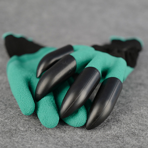 Griffe à main en plastique verte | Gants de jardin en caoutchouc, jardinage facile pour creuser, plantation, isolation étanche, gants de travail ménagers ► Photo 1/6