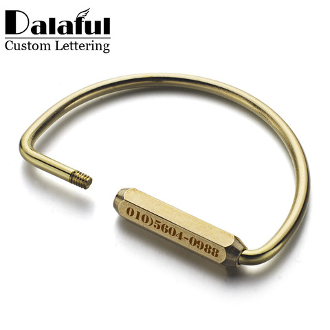 Dalaful lettrage personnalisé porte-clés unisexe pur à la main cuivre porte-clés Simple en laiton voiture porte-clés porte-anneau hommes femmes K353 ► Photo 1/6