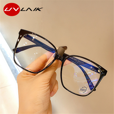 UVLAIK carré Transparent optique lunettes cadre bleu lumière bloquant lunettes Vision soins surdimensionné ordinateur lunettes cadres ► Photo 1/6