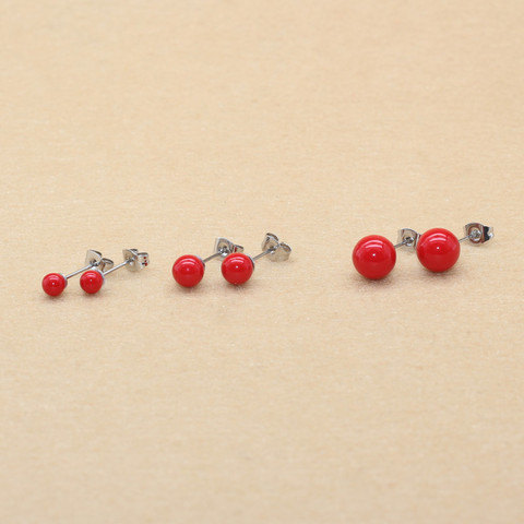 Titane rouge Nature perles boucles d'oreilles le métal est en acier inoxydable 316L pas de décoloration sans allergie ► Photo 1/6