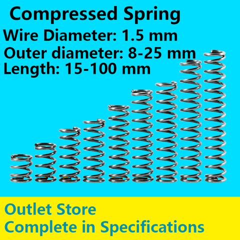 Ressort comprimé télescopique, diamètre 1.5mm, diamètre extérieur 8-25mm, longueur 15mm-100mm ► Photo 1/6