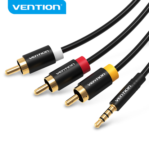 Vention 3.5mm/2.5mm Jack à 3RCA câble 1.5m 2m Jack 3.5mm à AV convertisseur câble coque métallique pour stéréo VCD DVD ordinateur ► Photo 1/6