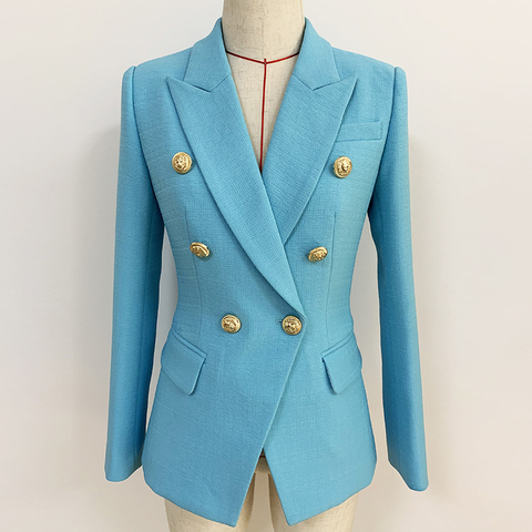 Blazer de styliste pour femmes, veste de haute qualité, boutons de Lion classiques, Double boutonnage, coupe Slim, nouvelle collection 2022 ► Photo 1/6