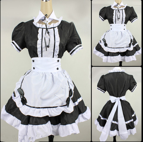 2022 noir mignon Lolita femme de chambre Costumes français robe de chambre filles femme Amine Cosplay Costume serveuse femme de chambre fête scène Costumes ► Photo 1/3