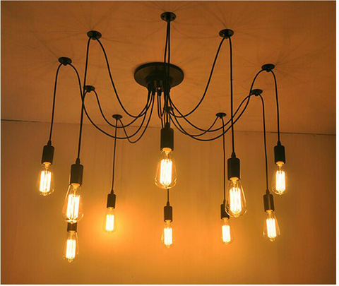 Lampes suspendues au style rétro, design en forme d'araignée, luminaire décoratif d'intérieur, ampoules Edison, bricolage pour le salon ► Photo 1/6