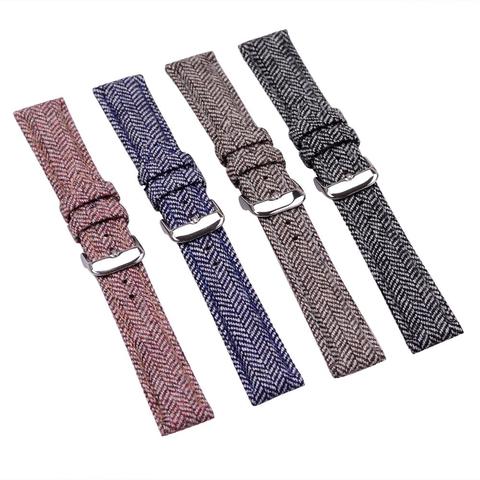 EACHE-tissu en laine, bracelet de montre sangles en cuir véritable, 18mm, 20mm, 22mm ► Photo 1/6