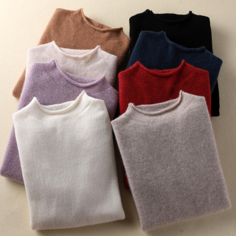 100% pur cachemire chandails et pulls femmes hiver élasticité doux chaud o-cou femme de base 8 couleurs Standard pulls ► Photo 1/6