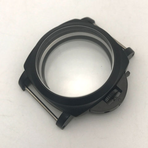 Boîtier noir brossé sans couronne, acier inoxydable de 44mm, remplacement étanche 5ATM pour ETA 6497 6498 Seagull ST36 ► Photo 1/6