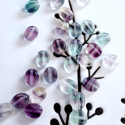 Lot de perles en fluorite rose, quartz indien, aventurine mookaite ovale, fabrication de bijoux pour femmes, 10 pièces ► Photo 1/6