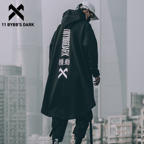 11 BYBB'S DARK – veste longue avec lettres brodées pour hommes, style Hip Hop, Streetwear décontracté, Harajuku, avec poches, manteau Trench à col roulé ► Photo 1/6