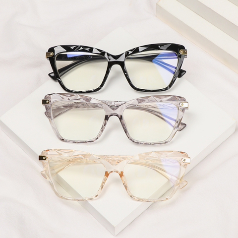 Nouvelle mode carré oeil de chat surdimensionné lunettes femmes multi-section Anti-bleu lumière lunettes optique ordinateur lunettes Vision soins ► Photo 1/6