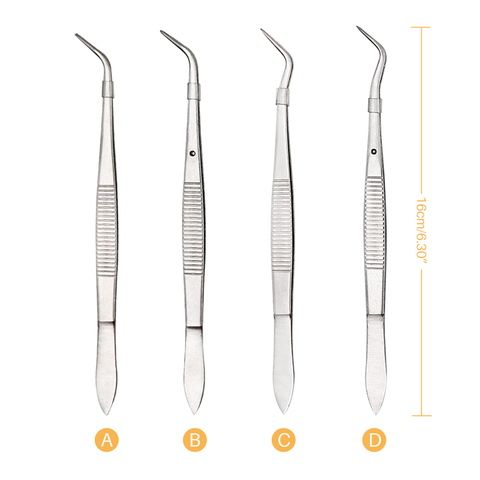 1pc pince à épiler chirurgicale dentaire pince à épiler incurvée dentelée en acier inoxydable pinces 4/quatre tailles blanchiment des dents outils de dentiste ► Photo 1/6