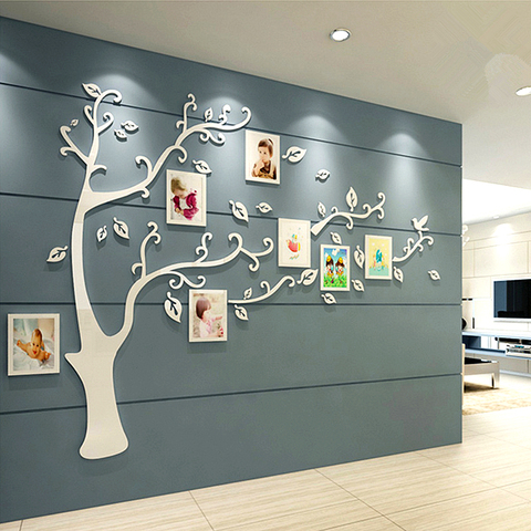 Famille Photo arbre 3D acrylique Stickers muraux bricolage Photo cadre arbre décoratif autocollant TV fond Stickers muraux salon affiche ► Photo 1/6