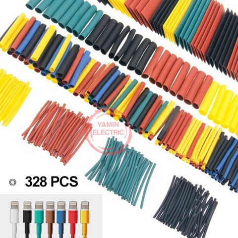 Fil à gaine pour câbles électriques | 328 pièces/ensemble kits de tubes de câbles électriques de voiture, Tube thermorétractable Polyolefin 8 tailles de couleur mixte ► Photo 1/5