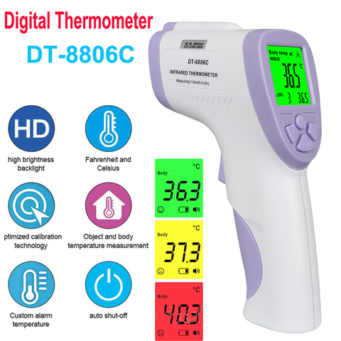 Thermomètre numérique à infrarouge IR LCD sans Contact, frontal pour bébé et adulte, pistolet Laser portatif pour mesurer la température ► Photo 1/6