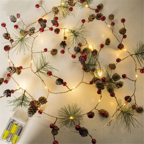 Décorations de noël pour la maison 2m 20 Led fil de cuivre cône de pin lumière Led décorations d'arbre de noël Kerst Natal Navidad Noel ► Photo 1/6
