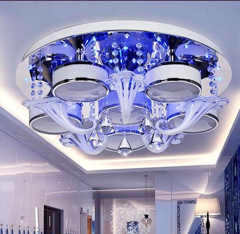 Luxe cristal plafonnier créatif salon chambre Villa lumière fer 3/6/9 tête plafonniers télécommande 6 couleurs ZA ► Photo 1/5