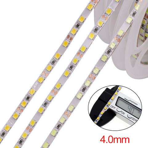 Bande lumineuse LED SMD 2835, 12V, 4mm, Super brillante, Flexible, 120LED/m, 5M, 600 pixels, blanc naturel, blanc chaud, blanc froid ► Photo 1/6
