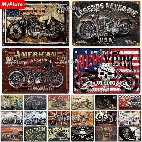 Motorcycl métal signe Vintage Plaque étain signe décor mural pour Garage Club Plaque artisanat Art Route 66 affiche cadeau personnalisé en gros ► Photo 1/6