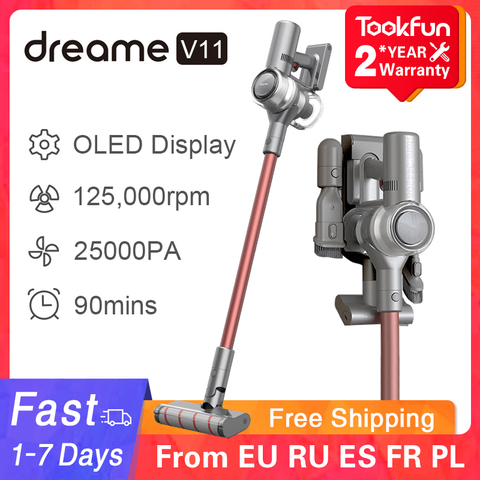 ( € 38,96EUR code: V11045 ) Dreame V11 – Aspirateur manuel sans fil pour maison et voiture, dépoussiéreur à multi brosse, appareil de nettoyage à forte aspiration cyclone, 25000Pa, 2022 XIAOMI MIJIA ► Photo 1/6