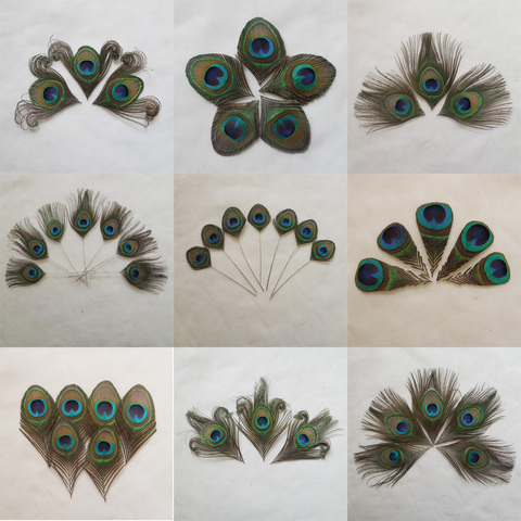 10 Pcs/Lot! Costume œil de paon en Plumes, accessoires décoratifs pour collier, décoration de mariage, Plumes, cravate à mouches ► Photo 1/2