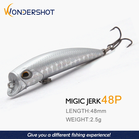 Wondershot-matériel de pêche Minnow en Nickel noir, matériel de pêche, Mini-bassiste, qualité professionnelle, 48mm, 2.5g ► Photo 1/6